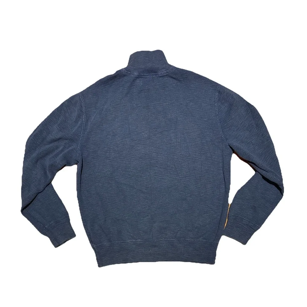 Polo‎ Ralph Lauren Sweater Mens Large Blue 1/4 Zip Long Sleeve Spell Out Rugby